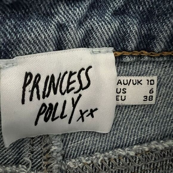 Princess Polly xx Jean Cut Off Shorts Womens 6 Distressed Daisy Duke High Waist - Picture 4 of 9